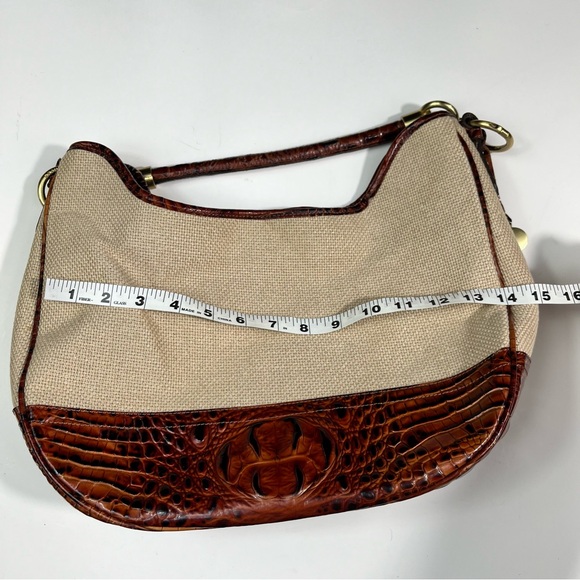 Brahmin Duxbury Peacan Harbor Canvas & Croc Leather Shoulder Bag Magnet Top - Picture 7 of 8